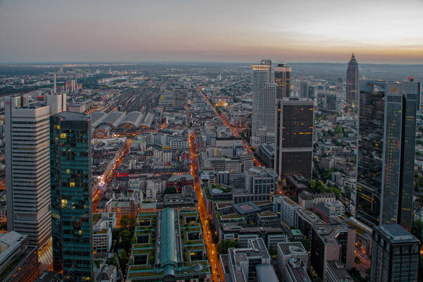 The beautiful Frankfurt Skyline in Germany. High quality photo