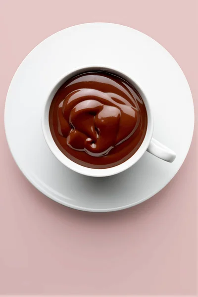 Чашка Смачного Пивного Густого Гарячого Шоколаду Миска Ложкою Ізольована Світлому — стокове фото