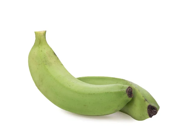 Mazzo Banana Verde Isolato Sfondo Bianco — Foto Stock