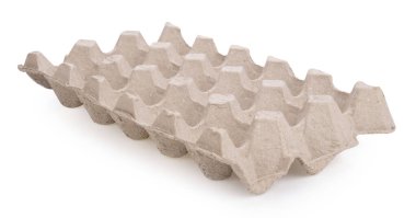 Beyaz arkaplanda izole edilmiş boş yumurta tepsisi