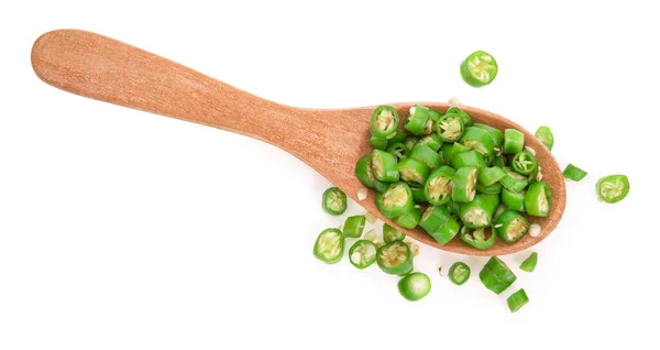 Peperoncini Peperoncino Tagliati Verdi Freschi Sfondo Bianco — Foto Stock