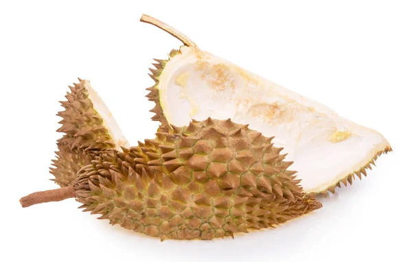 Durian Fruit Shell Geïsoleerd Witte Achtergrond — Stockfoto