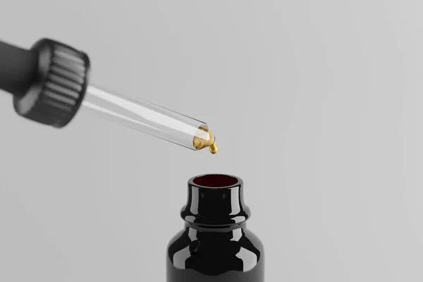 3d weergave van Spa behandeling. Etherische oliën voor huidverzorging. Glazen fles met druppels — Stockfoto