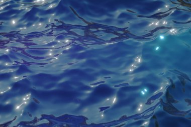 Su arkaplanı 3D görüntüleme. Dalgalı koyu mavi.