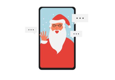 Noel Baba 'yla çevrimiçi görüntülü telefon ekranı, Noel' de tecrit