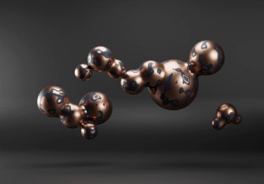 Altın ve siyah sıvı metabol soyut arka plan. Çağdaş modern tarzda 3D görüntüleme. yüzyılın ortalarında indirme işlemi