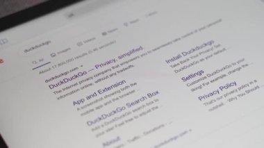 Poltava, Ukrayna - Jan 2021 Google ördek arama motoru özel online kullanım için. Veri güvenliği çevrimiçi