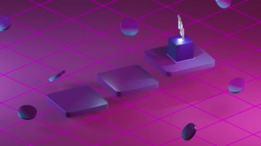 NTF soyut 3D işlemeli, karşılanamaz jetonlu blok zinciri. ethereum kripto para birimi açık artırması. 