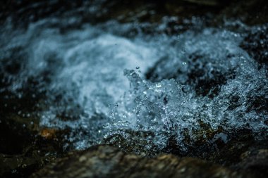 Rafting 'deki bir dağ nehrinde su sıçratıyorum.