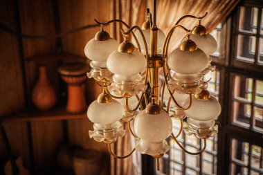 chandelier in an atmosphere of comfort and warm lighting