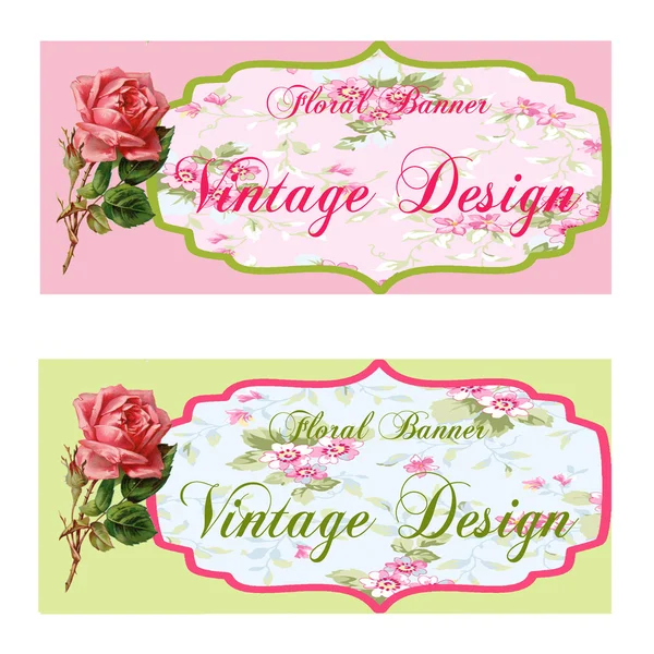 Set di banner di fiori vintage — Foto Stock