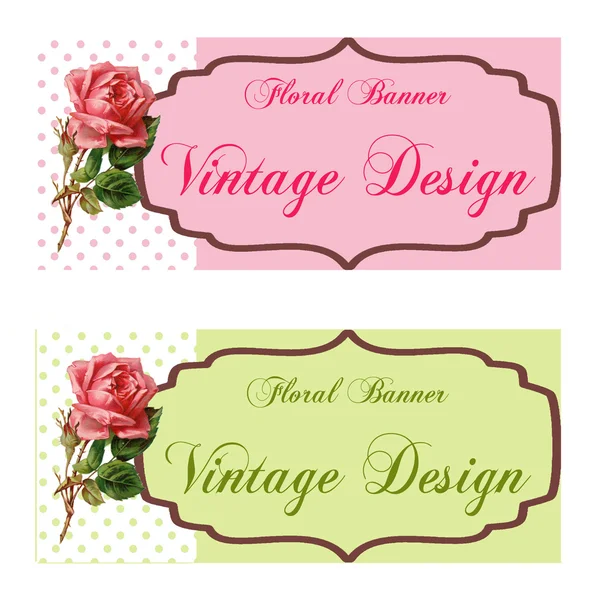 Banner Floral Vintage Ditata — Stok Foto