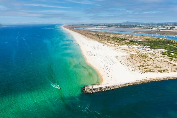 Tavira Adası Sahilinin Havadan Görünüşü Güney Portekiz Algarve Bölgesindeki Ria — Stok fotoğraf