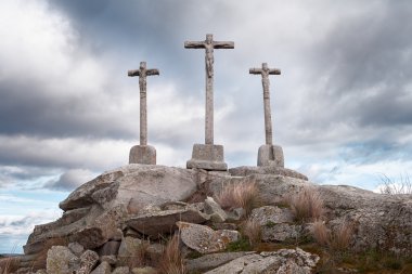 stone cross with sky background dusk cloudy clipart