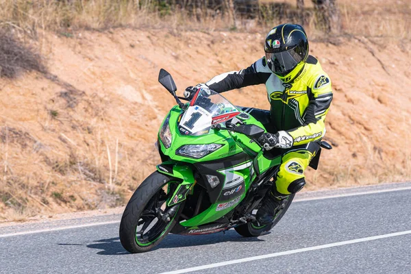 Motorbike Driving Road Captured October 2020 Town Cebreros Avila Spai — Fotografia de Stock