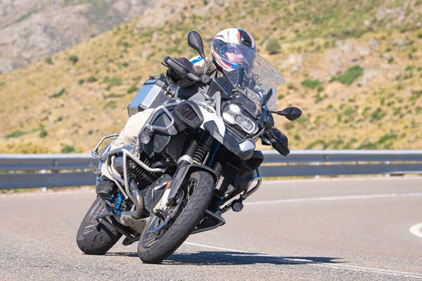 Biker Riding His Motorbike Photograph Captured July 2021 Port Navalmoral — Fotografia de Stock