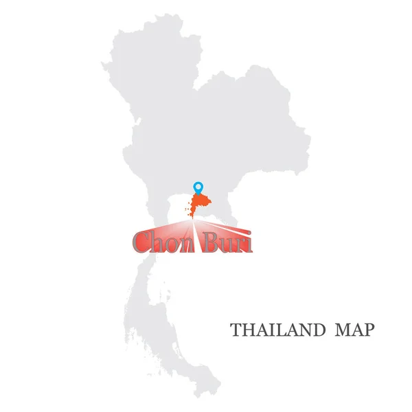 Mapas Tailandia Con Mapas Azules Pin Provincia Chonburi — Vector de stock