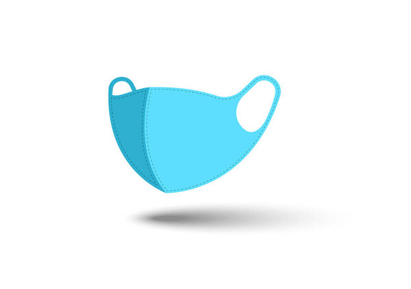 Blue mask for protecting from Covid-19 or Corobavirus with a little shadow in white background