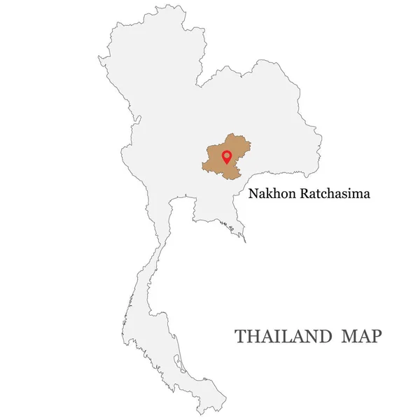 Mapas Tailandia Con Mapas Rojos Provincia Nakhon Ratchasima Conocidos Como — Vector de stock