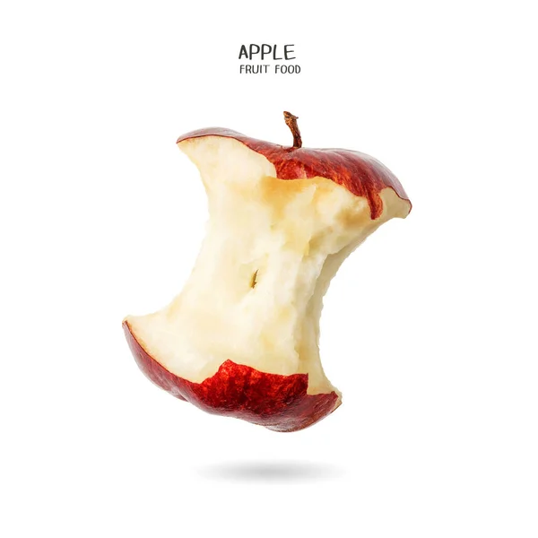 Rött Äpple Med Saknade Bit Isolerad Vit Bakgrund Vegetarisk Mat Stockfoto