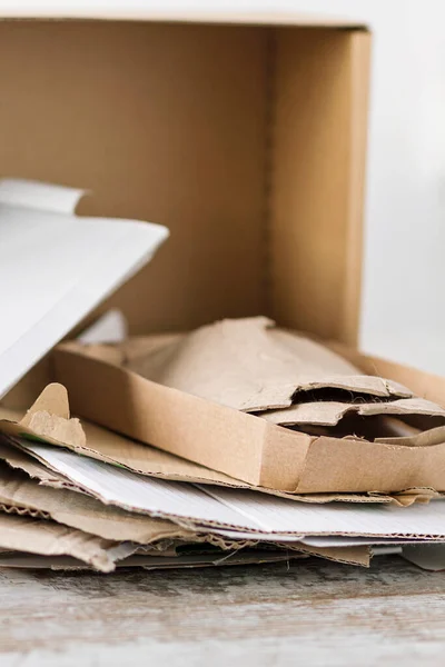 Cardboard Scraps Home Stacked Recycled — Stock Photo, Image