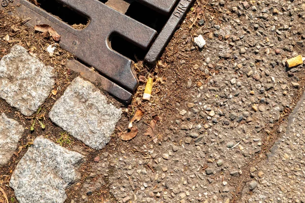 Zigarettenmüll Auf Der Straße — Stockfoto