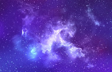 Mor ve mavi gökada uzay atmosferi ve koyu arkaplanda yıldızlar