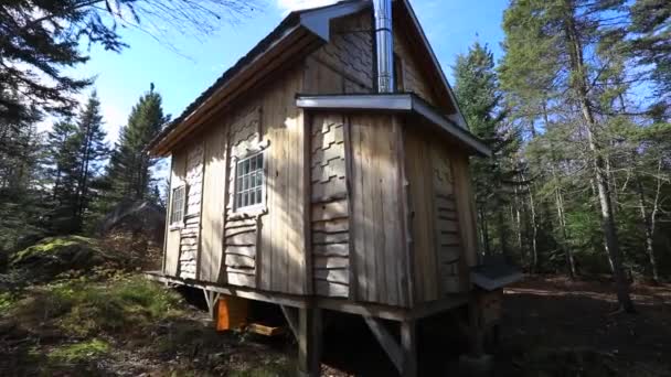 Stromlose Mini-Häuser im Wald — Stockvideo