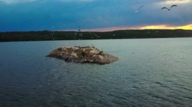 Sudaki küçük kayalık ada