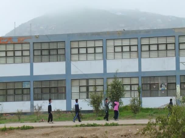 Sekelompok anak sekolah berjalan bersama — Stok Video
