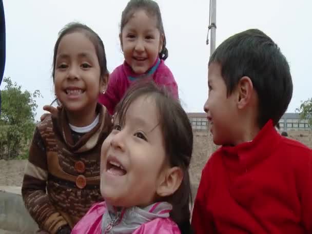 Adorable kids smiling at camera — Stock Video