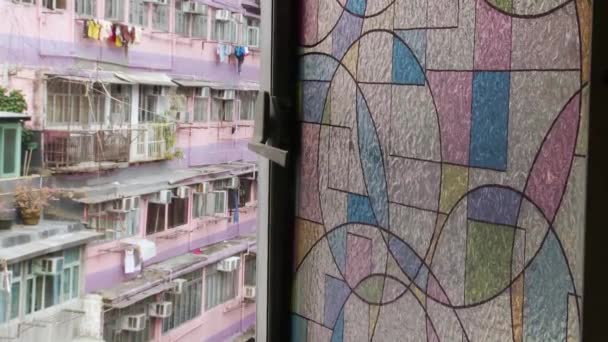 Pobreza en los barrios residenciales abandonados de Hong Kong — Vídeos de Stock