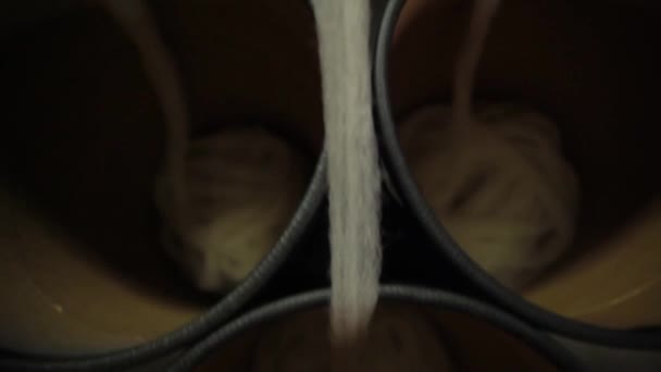 Detailed look at wool making machine — Αρχείο Βίντεο