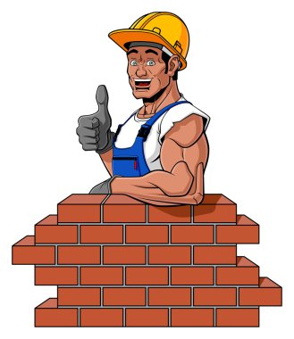 Happy bricklayer clipart