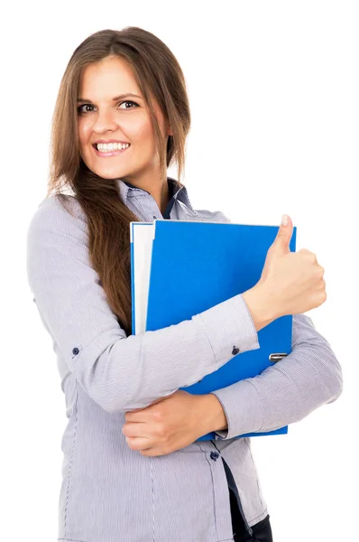 Business girl keeps documents — Stock Photo, Image