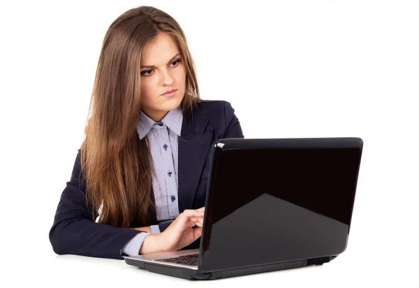 Business girl sitting in the workplace — Stock Photo, Image