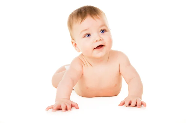 Happy baby creeps Stock Photo