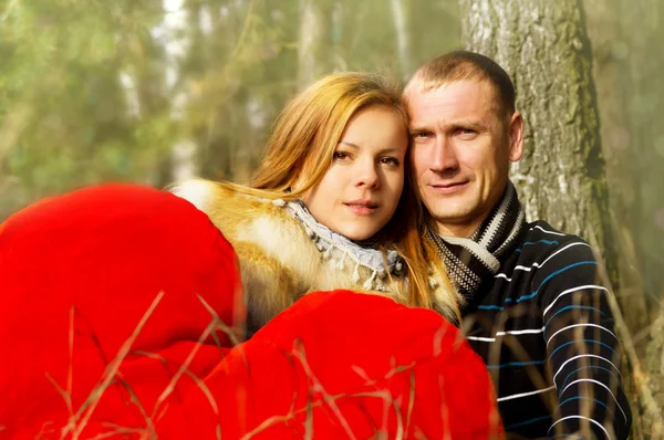 Married couple on nature in the woods — Stock Photo, Image