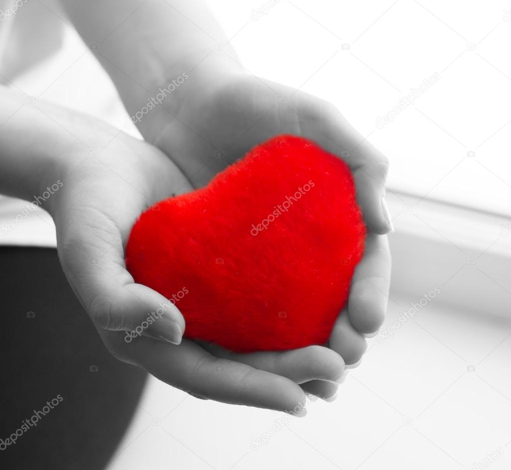 Girl holds a heart in his hand