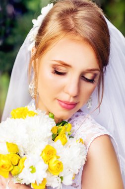 yakın çekim gelin portresi