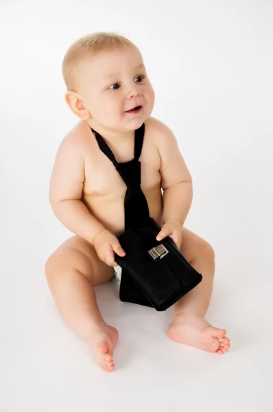 Negocios, un niño pequeño con corbata — Foto de Stock