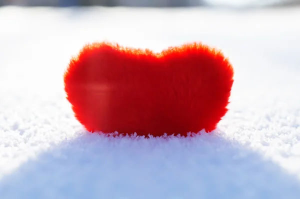 Malé srdce leží na sněhu — Stock fotografie