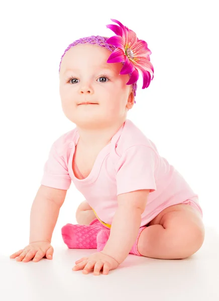 Menina bonita jogando no chão — Fotografia de Stock