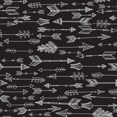 Vektör Dikişsiz siyah beyaz etnik desen kabile oklu