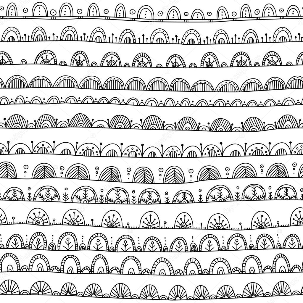 Vector seamless pattern with ethnic tribal hand-drawn trendy orn