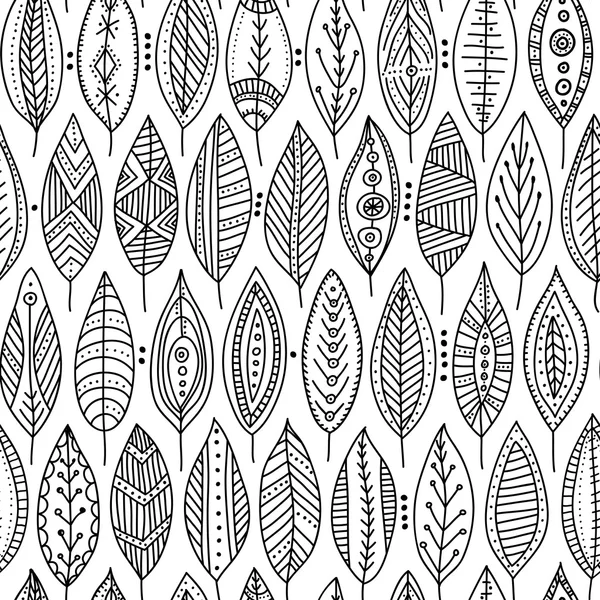 Patrón sin costura vectorial con hojas ornamentales — Archivo Imágenes Vectoriales