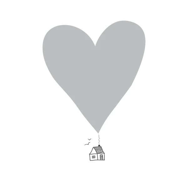 House és a szív alakú keret. — Stock Vector