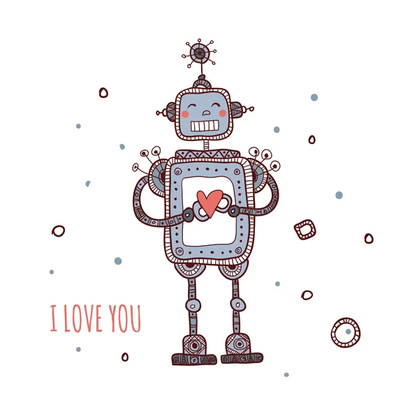 Ρομπότ με καρδιά, ' αγαπώ — Διανυσματικό Αρχείο