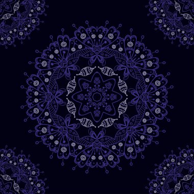 Soyut vektör sorunsuz süs yuvarlak mandala desen