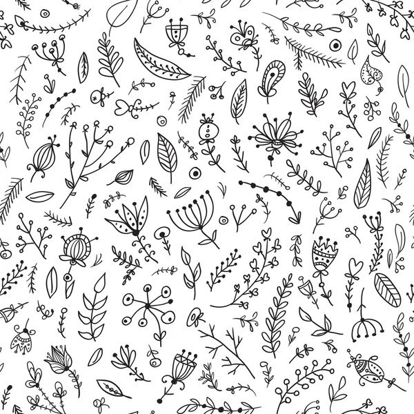 Herbes et fleurs motif sans couture — Image vectorielle